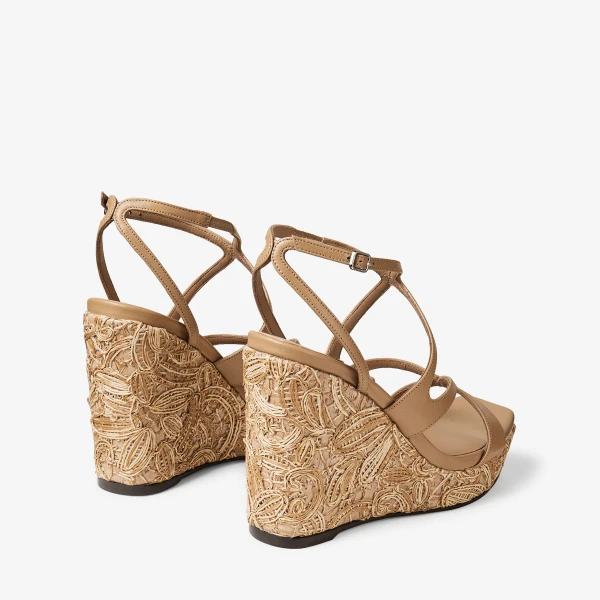 Cappuccino and Natural Jimmy Choo Ayla 110 Wedges, view 6 | Sandals