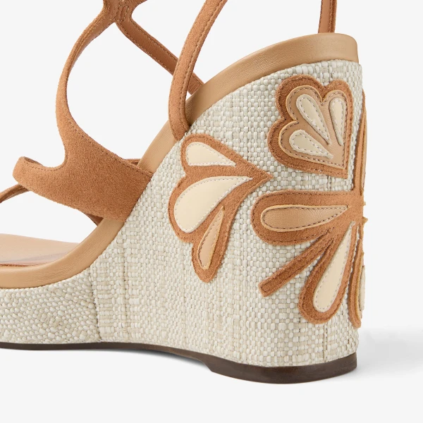 Toffee and Natural Mix Jimmy Choo Ayla 110 Wedges, view 4 | Sandals