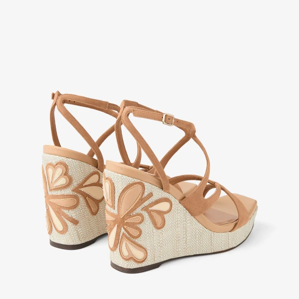 Toffee and Natural Mix Jimmy Choo Ayla 110 Wedges, view 6 | Sandals