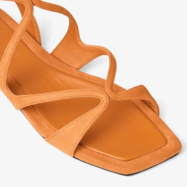 Sunset Orange Jimmy Choo Ayla Flat, view 4 | Sandals