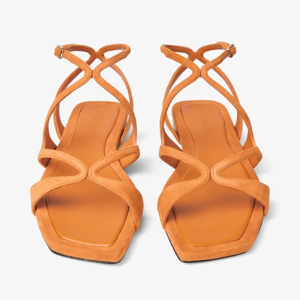 Sunset Orange Jimmy Choo Ayla Flat, view 5 | Sandals