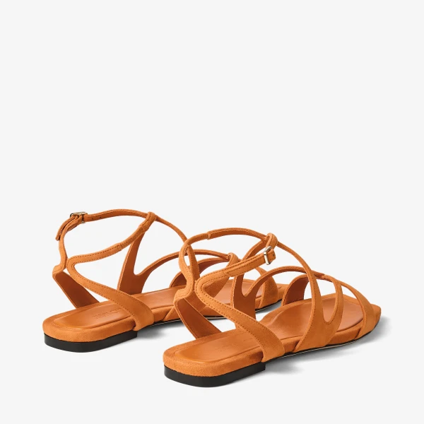 Sunset Orange Jimmy Choo Ayla Flat, view 6 | Sandals
