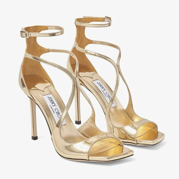 Gold Jimmy Choo Azia 110 Sandals, view 2 | Sandals