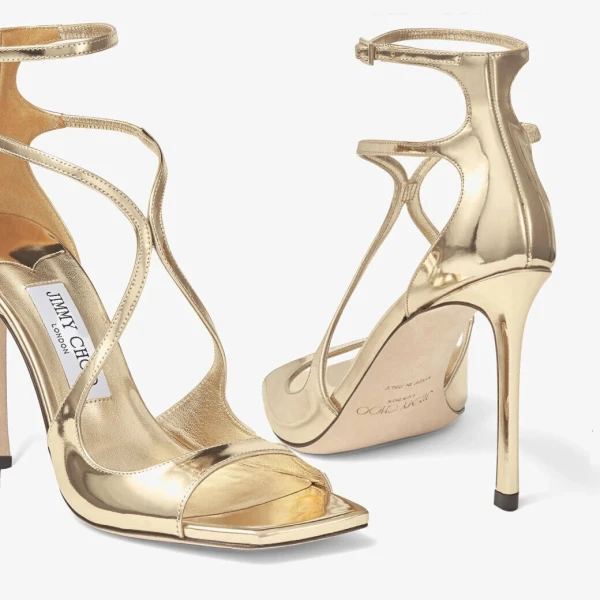 Gold Jimmy Choo Azia 110 Sandals, view 3 | Sandals