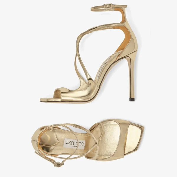 Gold Jimmy Choo Azia 110 Sandals, view 4 | Sandals