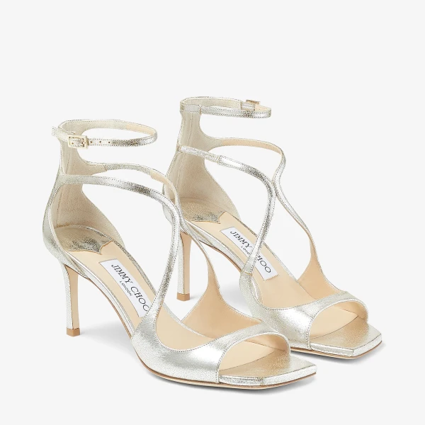 Champagne Jimmy Choo Azia 75 Sandals, view 2 | Sandals