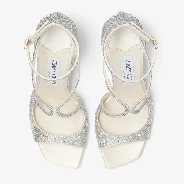 Ivory and Crystal Jimmy Choo Azia 95 Pumps, view 5 | Heels