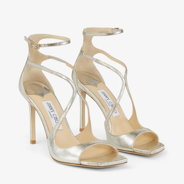 Champagne Jimmy Choo Azia 95 Sandals, view 2 | Sandals