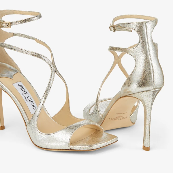 Champagne Jimmy Choo Azia 95 Sandals, view 3 | Sandals