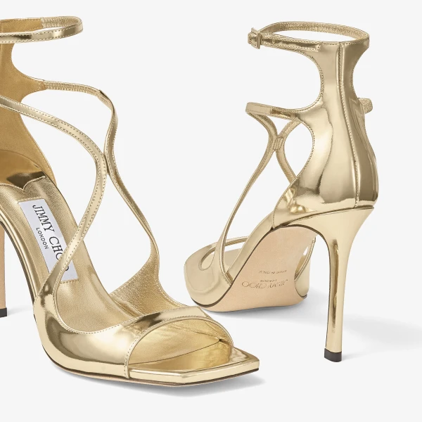 Gold Jimmy Choo Azia 95 Sandals, view 4 | Sandals
