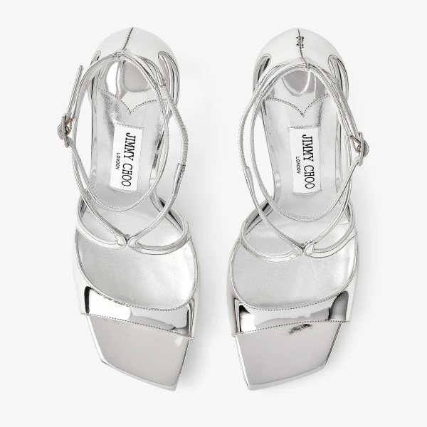Silver Jimmy Choo Azia 95 Sandals, view 4 | Sandals