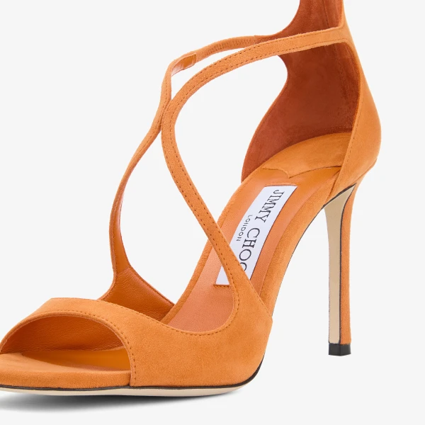 Sunset Orange Jimmy Choo Azia 95 Sandals, view 4 | Sandals
