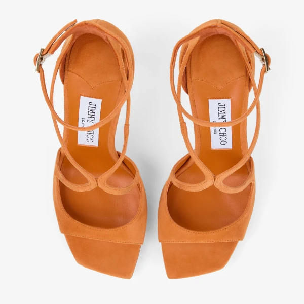 Sunset Orange Jimmy Choo Azia 95 Sandals, view 5 | Sandals
