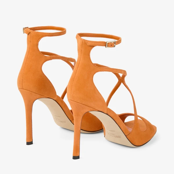 Sunset Orange Jimmy Choo Azia 95 Sandals, view 6 | Sandals
