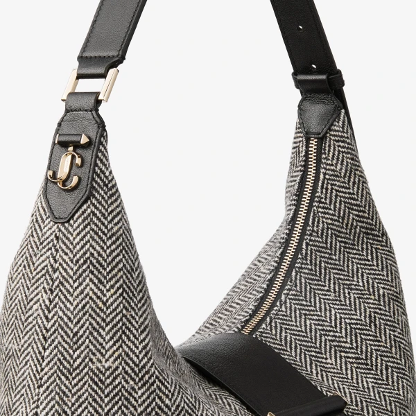 Black, Bamboo Mix and Shiny Gold Jimmy Choo Bar Hobo Medium, view 4 | Shoulder & Crossbody Bags