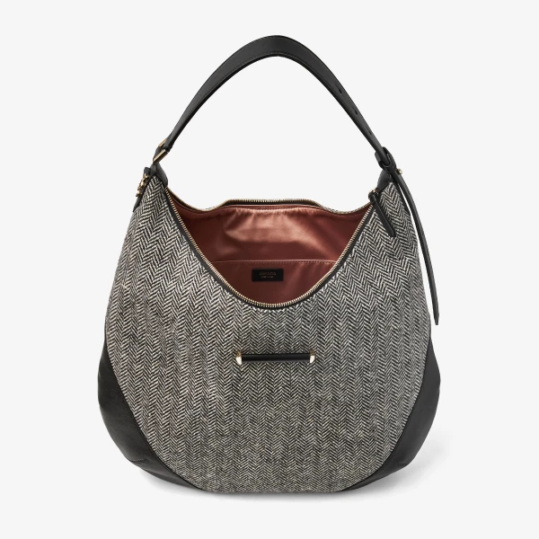 Black, Bamboo Mix and Shiny Gold Jimmy Choo Bar Hobo Medium, view 5 | Shoulder & Crossbody Bags