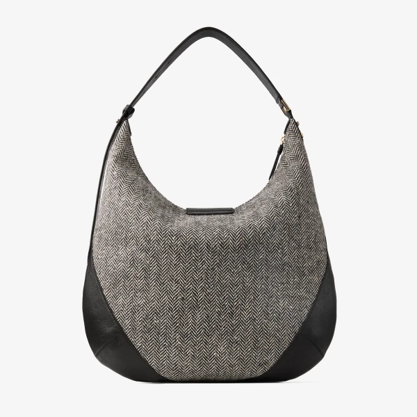 Black, Bamboo Mix and Shiny Gold Jimmy Choo Bar Hobo Medium, view 6 | Shoulder & Crossbody Bags
