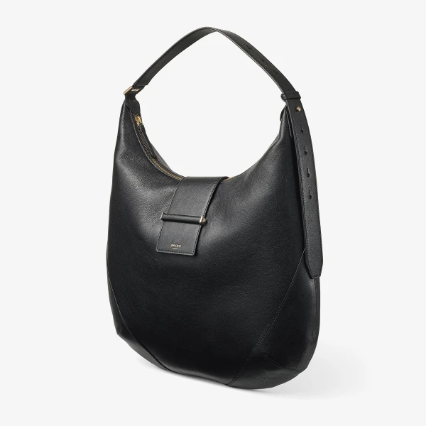 Black and Shiny Gold Jimmy Choo Bar Hobo Medium, view 3 | Shoulder & Crossbody Bags