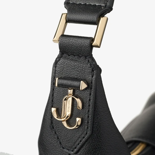 Black and Shiny Gold Jimmy Choo Bar Hobo Medium, view 4 | Shoulder & Crossbody Bags