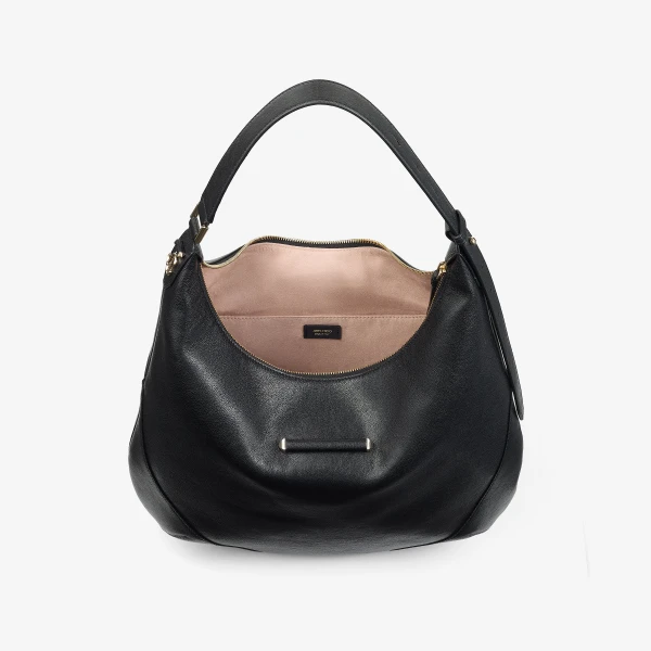 Black and Shiny Gold Jimmy Choo Bar Hobo Medium, view 5 | Shoulder & Crossbody Bags