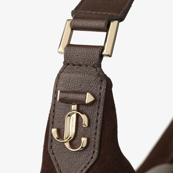 Chocolate and Shiny Gold Jimmy Choo Bar Hobo Medium, view 4 | Shoulder & Crossbody Bags