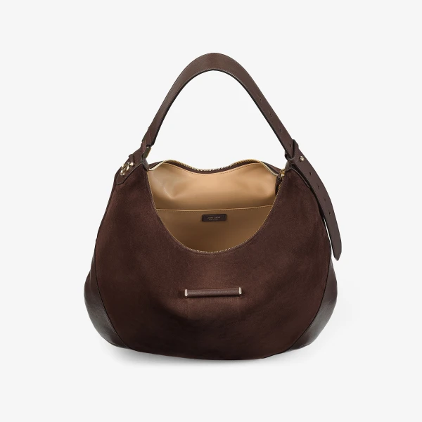 Chocolate and Shiny Gold Jimmy Choo Bar Hobo Medium, view 5 | Shoulder & Crossbody Bags