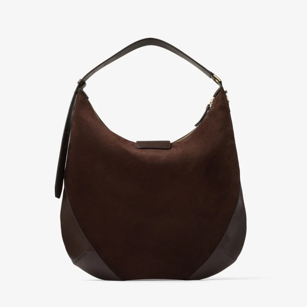 Chocolate and Shiny Gold Jimmy Choo Bar Hobo Medium, view 6 | Shoulder & Crossbody Bags