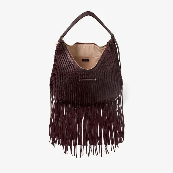 Dark Merlot and Shiny Gold Jimmy Choo Bar Hobo Medium, view 6 | Shoulder & Crossbody Bags