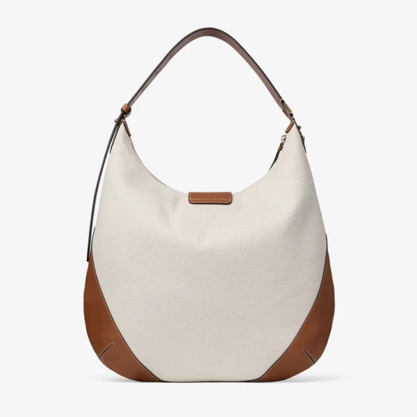 Natural, Tan and Shiny Gold Jimmy Choo Bar Hobo Medium, view 6 | Shoulder & Crossbody Bags