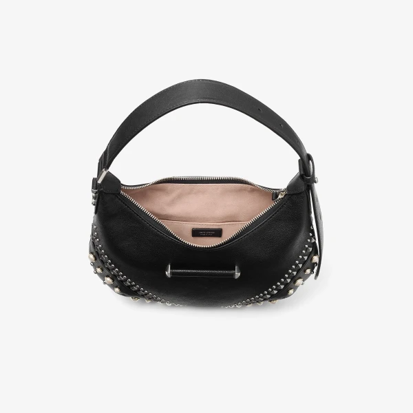 Black, Ivory and Antique Silver Jimmy Choo Bar Hobo Small, view 5 | Shoulder & Crossbody Bags