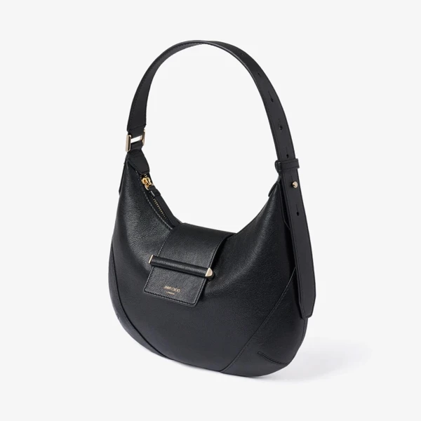 Black and Shiny Gold Jimmy Choo Bar Hobo Small, view 2 | Shoulder & Crossbody Bags