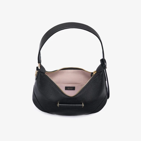Black and Shiny Gold Jimmy Choo Bar Hobo Small, view 4 | Shoulder & Crossbody Bags