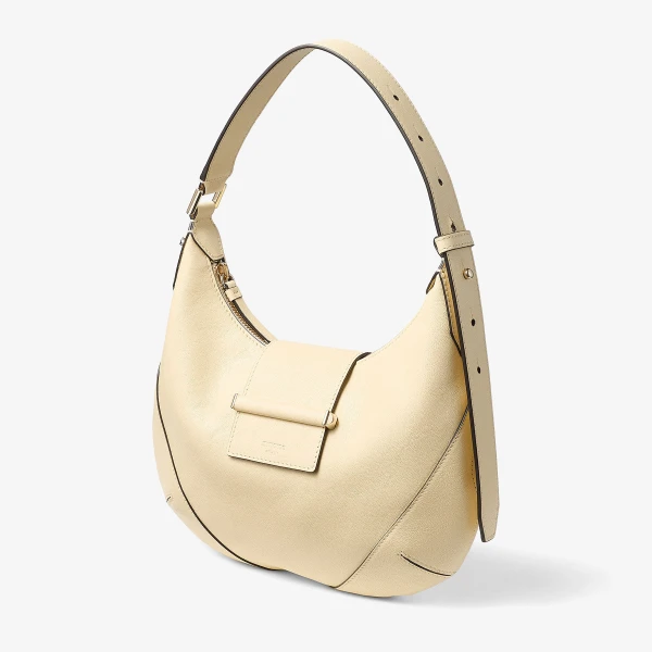 Buttermilk and Shiny Gold Jimmy Choo Bar Hobo Small, view 3 | Shoulder & Crossbody Bags
