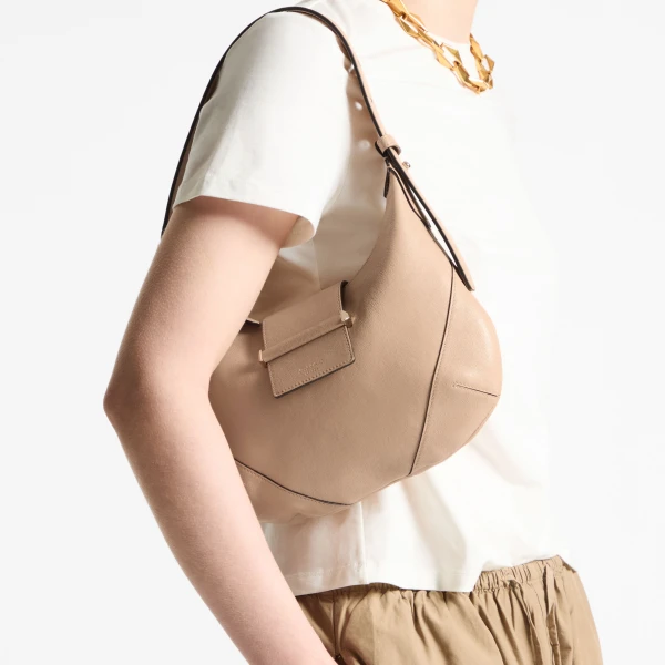 Chai and Shiny Gold Jimmy Choo Bar Hobo Small, view 2 | Shoulder & Crossbody Bags