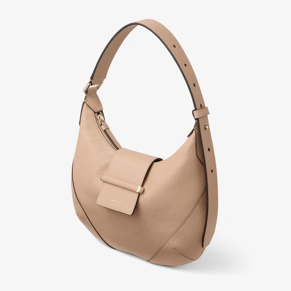 Chai and Shiny Gold Jimmy Choo Bar Hobo Small, view 3 | Shoulder & Crossbody Bags