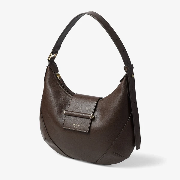 Chocolate and Shiny Gold Jimmy Choo Bar Hobo Small, view 3 | Shoulder & Crossbody Bags