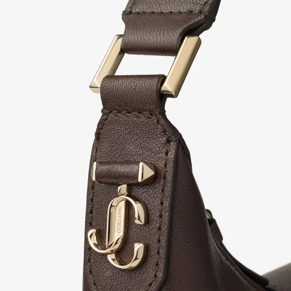 Chocolate and Shiny Gold Jimmy Choo Bar Hobo Small, view 4 | Shoulder & Crossbody Bags