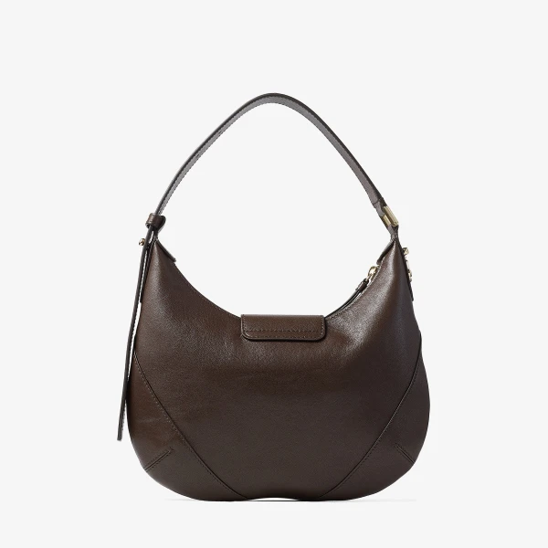 Chocolate and Shiny Gold Jimmy Choo Bar Hobo Small, view 6 | Shoulder & Crossbody Bags