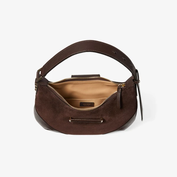 Chocolate and Shiny Gold Jimmy Choo Bar Hobo Small, view 3 | Shoulder & Crossbody Bags