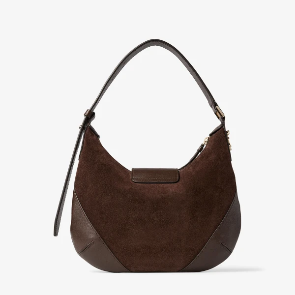 Chocolate and Shiny Gold Jimmy Choo Bar Hobo Small, view 4 | Shoulder & Crossbody Bags