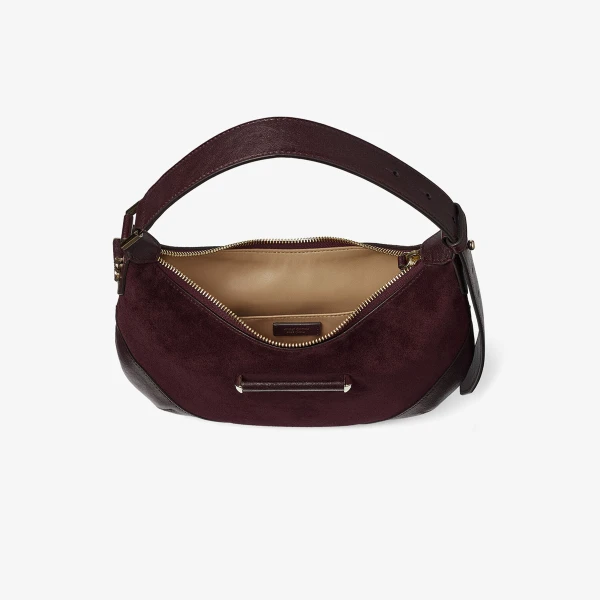 Dark Merlot and Shiny Gold Jimmy Choo Bar Hobo Small, view 4 | Shoulder & Crossbody Bags