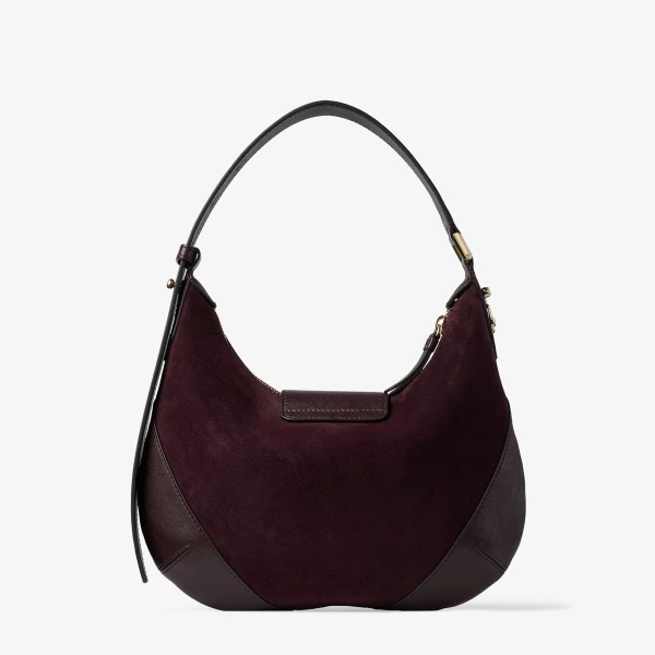 Dark Merlot and Shiny Gold Jimmy Choo Bar Hobo Small, view 5 | Shoulder & Crossbody Bags