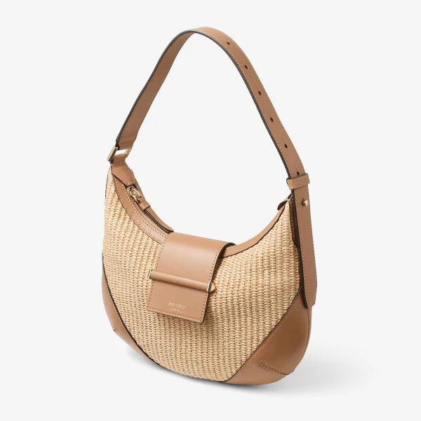 Natural, Toffee and Shiny Gold Jimmy Choo Bar Hobo Small, view 3 | Shoulder & Crossbody Bags