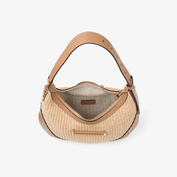 Natural, Toffee and Shiny Gold Jimmy Choo Bar Hobo Small, view 5 | Shoulder & Crossbody Bags