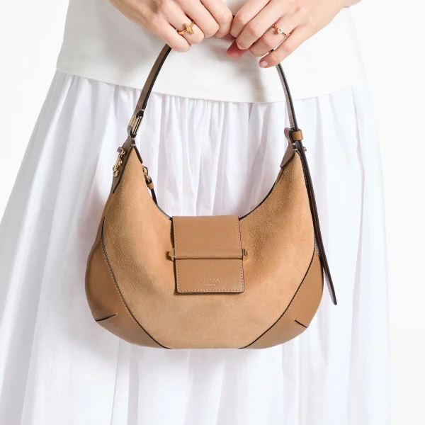 Toffee and Shiny Gold Jimmy Choo Bar Hobo Small, view 2 | Shoulder & Crossbody Bags