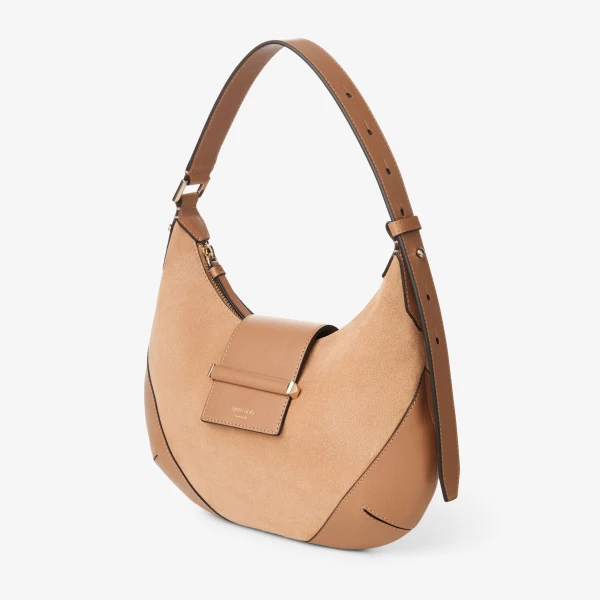 Toffee and Shiny Gold Jimmy Choo Bar Hobo Small, view 3 | Shoulder & Crossbody Bags