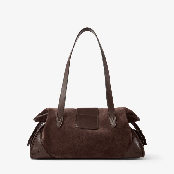 Chocolate and Shiny Gold Jimmy Choo Bar Holdall Medium, view 5 | Totes & Top-Handle Bags