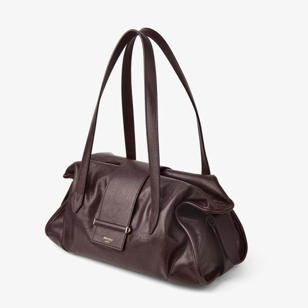 Dark Merlot and Shiny Gold Jimmy Choo Bar Holdall Medium, view 4 | Totes & Top-Handle Bags