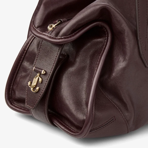 Dark Merlot and Shiny Gold Jimmy Choo Bar Holdall Medium, view 5 | Totes & Top-Handle Bags