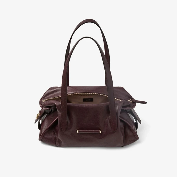 Dark Merlot and Shiny Gold Jimmy Choo Bar Holdall Medium, view 6 | Totes & Top-Handle Bags